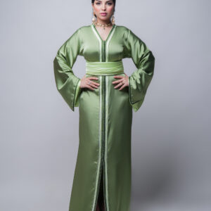 green satin caftan
